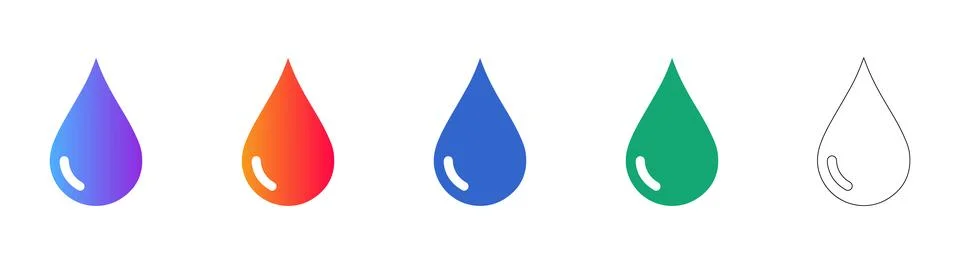 Water Drop Icon Collection for UI Design Stock Illustration