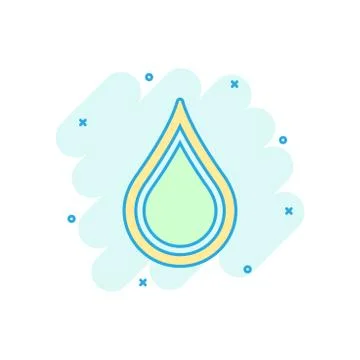 Water drop icon in comic style. Raindrop vector cartoon illustration pictogra Stock Illustration