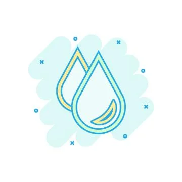 Water drop icon in comic style. Raindrop vector cartoon illustration pictogra Stock Illustration