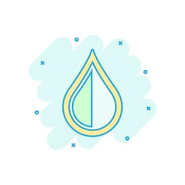Water drop icon in comic style. Raindrop vector cartoon illustration pictogra Stock Illustration