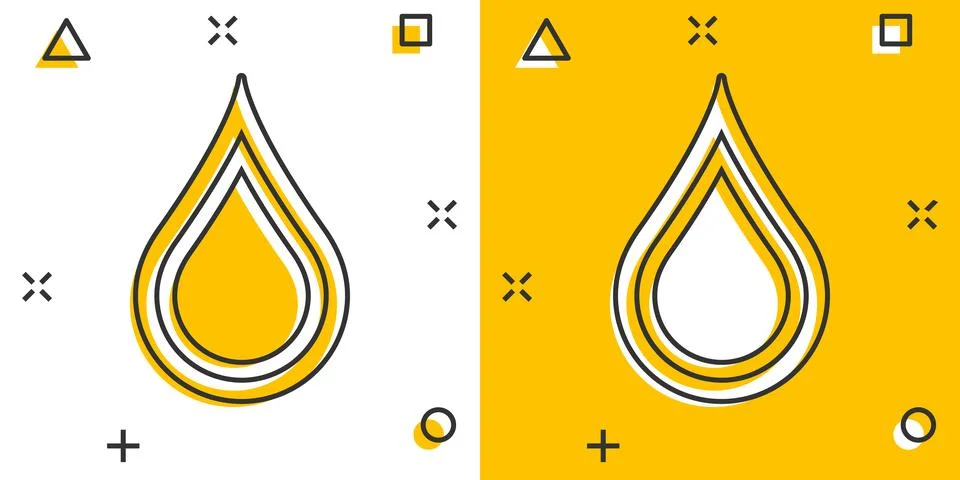 Water drop icon in comic style. Raindrop vector cartoon illustration pictogra Stock Illustration