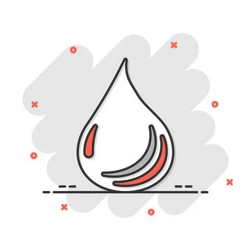 Water drop icon in comic style. Liquid cartoon vector illustration on white.. Stock Illustration