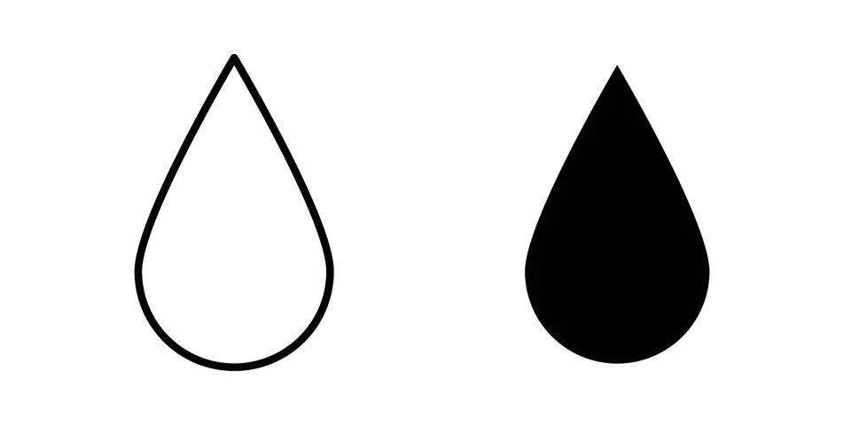 Water drop icon linear versions pack on white background Stock Illustration
