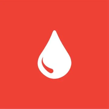 Water Drop Icon On Red Background. Red Flat Style Vector Illustration Stock Illustration