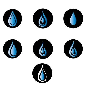 Water Drop Icon Set – Black Stock Illustration