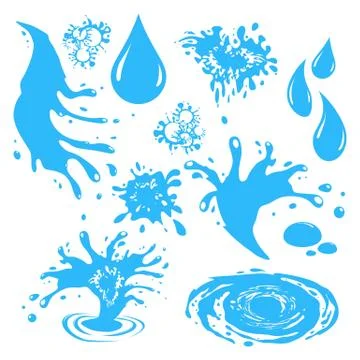 Water Drop Icon Set. Vector Raindrop Silhouette Stock Illustration
