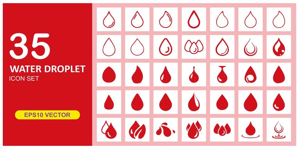 Water drop icon set, vector illustration. Stock Illustration