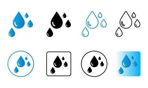 Water drop icon set vector design in various styles イラスト素材