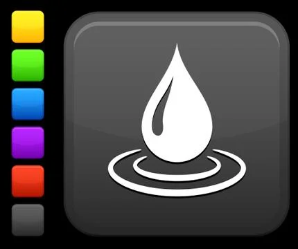 Water drop icon on square internet button Stock Illustration