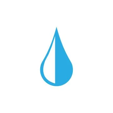 Water drop icon. Vector illustration, flat design. Blue on white background. イラスト素材