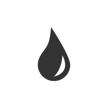 Water drop icon. Vector illustration, flat design. Grey on white background. Stock Illustration