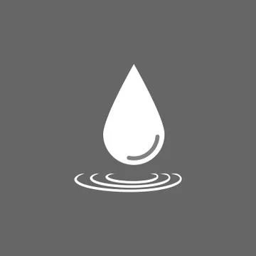 Water drop icon. Vector illustration, flat design. Grey on white background. Stock Illustration