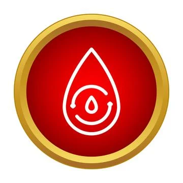 Water drop inside recycling arrows red circle icon 库存插图