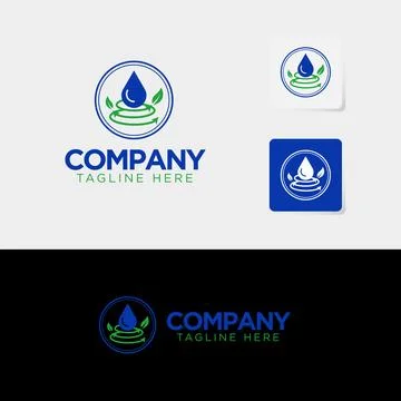 Water Drop Leaf Circle Eco Logo in Blue and Green for Nature and Wellness Brand Illustrazione stock