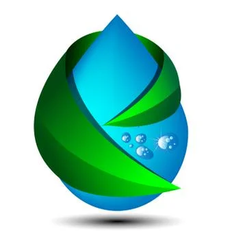 Water drop with leaf ecology Stock Illustration