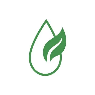 Water drop with leaf icon. Green ecological sign. Protect planet. Vector. Illustrazione stock