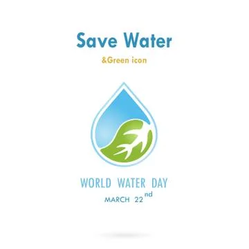 Water drop with leaf icon vector logo design template.World Water Day idea .. Stock Illustration