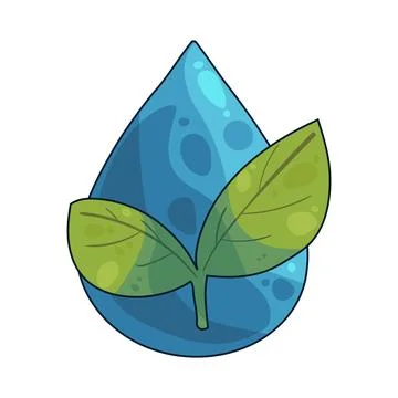 Water Drop With Leaf illustration Illustrazione stock