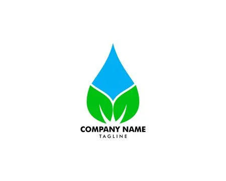 Water drop leaf nature logo design template Illustrazione stock