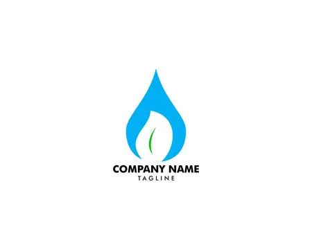 Water drop leaf nature logo design template Illustrazione stock