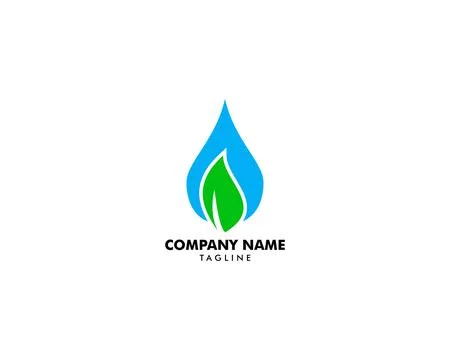 Water drop leaf nature logo design template Illustrazione stock
