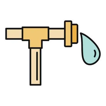 Water drop leaking from pipe icon flat design Stock Illustration