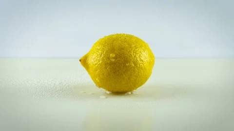 Water drop on lemon. fresh lemon Stock Footage 74659469