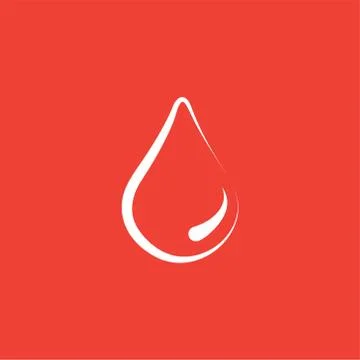 Water Drop Line Icon On Red Background. Red Flat Style Vector Illustration Stock Illustration