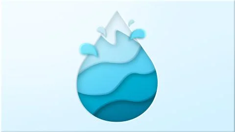 Water drop logo design. abstract waterdrop with splash paper cut Stock Illustration
