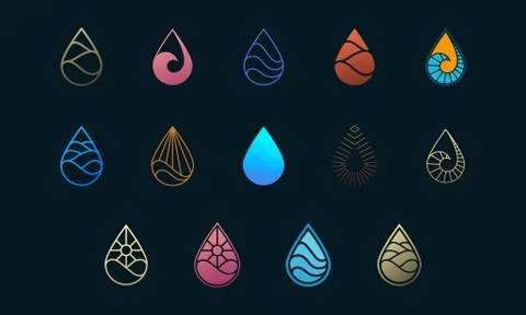 Water drop logo design set, perfect for logo templates Stock Illustration