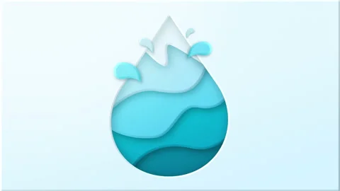 Water drop logo design template. abstract waterdrop with splash paper cut Stock Footage 130943667