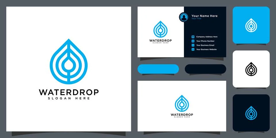 Water drop logo design vector and business card Stock Illustration