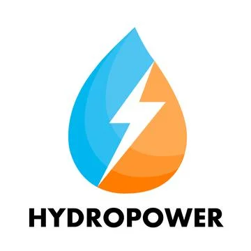Water drop logo with lightning hydropower concept Stock Illustration