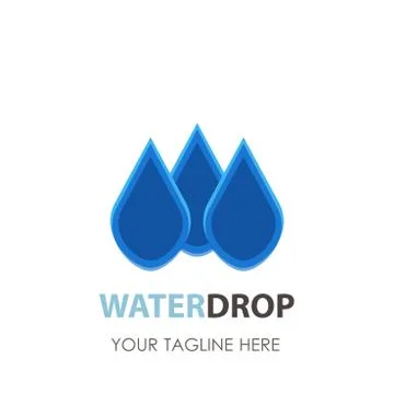 Water drop logo vector icon design clean aqua blue symbol nature liquid dropl イラスト素材