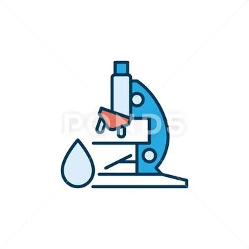Water Drop with Microscope vector concept icon Иллюстрация