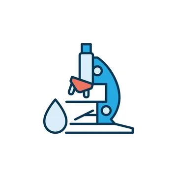 Water Drop with Microscope vector concept icon Stock Illustration