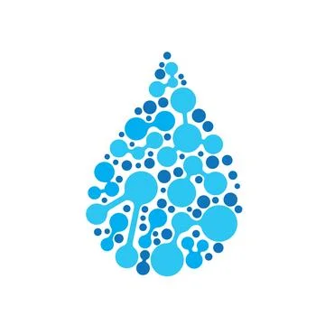 Water drop molecule dot  icon vector concept design template Illustrazione stock