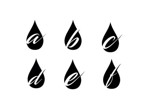 Water Drop Monogram Initial Letter ABCDEF Stock Illustration