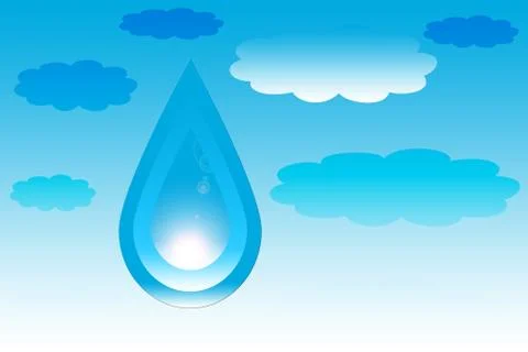 Water drop with a monsoon cloud on a blue background with written SAVE WATER. イラスト素材