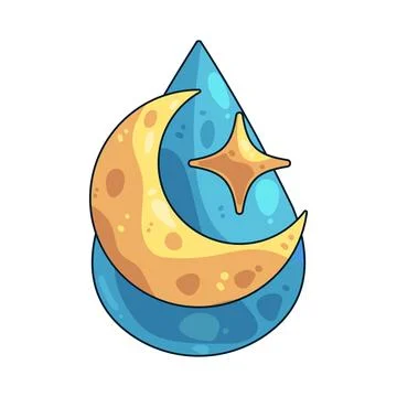 Water Drop With Moon illustration Stock Illustration