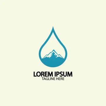 Water drop with mountain river icon Logo vector illustration for water busine Stock Illustration