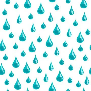 Water drop pattern. Seamless print with raindrop, clear tear drip, shower blu Stock Illustration