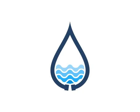 Water drop with pipe and beach wave inside Stock Illustration
