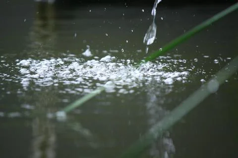 Water Drop Into Pond Background 写真素材