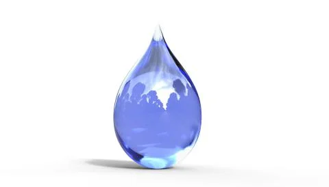 Water Drop with Reflection 3d Illustration Stock Illustration