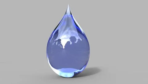 Water Drop with Reflection 3d Illustration Stock Illustration