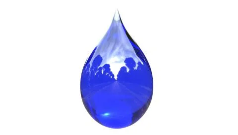 Water Drop with Reflection Isolated 3d Illustration Stock Illustration