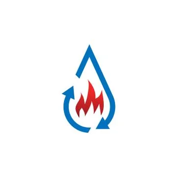 Water drop restoration from buning logo template Illustrazione stock