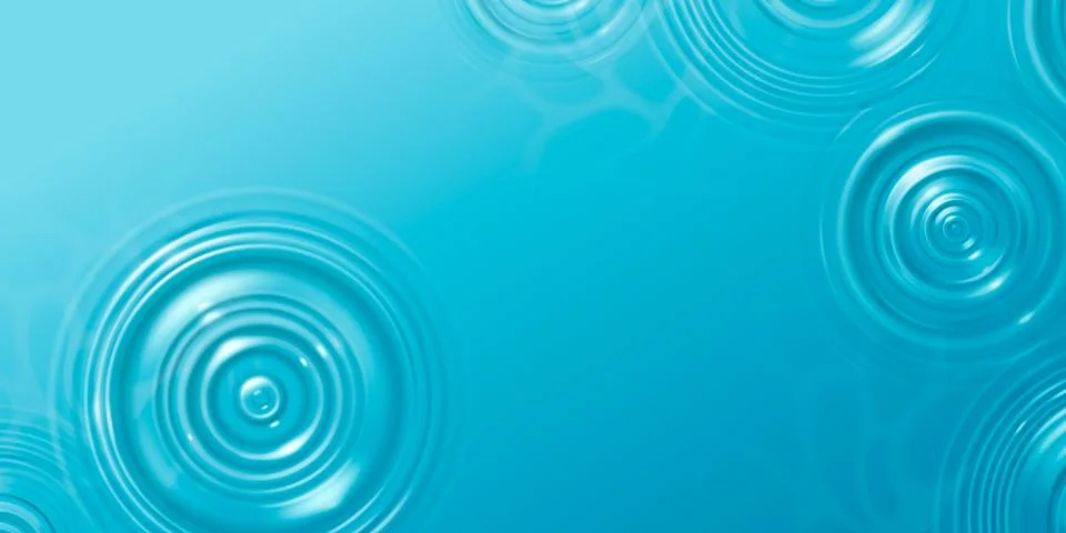 Water drop ripple effect on blue surface Stock Illustration
