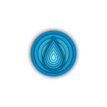 Water drop round shape logo eco sticker, creative aqua emblem, blue gradient  Stock Illustration